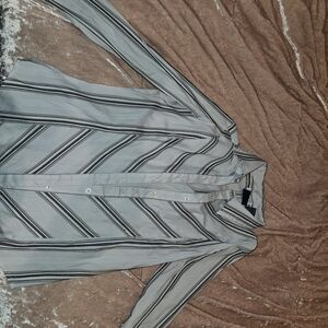 Cotton Express Gray and Black Striped Blouse